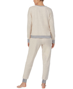 Dkny Embroidered Logo Top & Jogger Pants Pajamas Set Oatmeal thumbnail 3