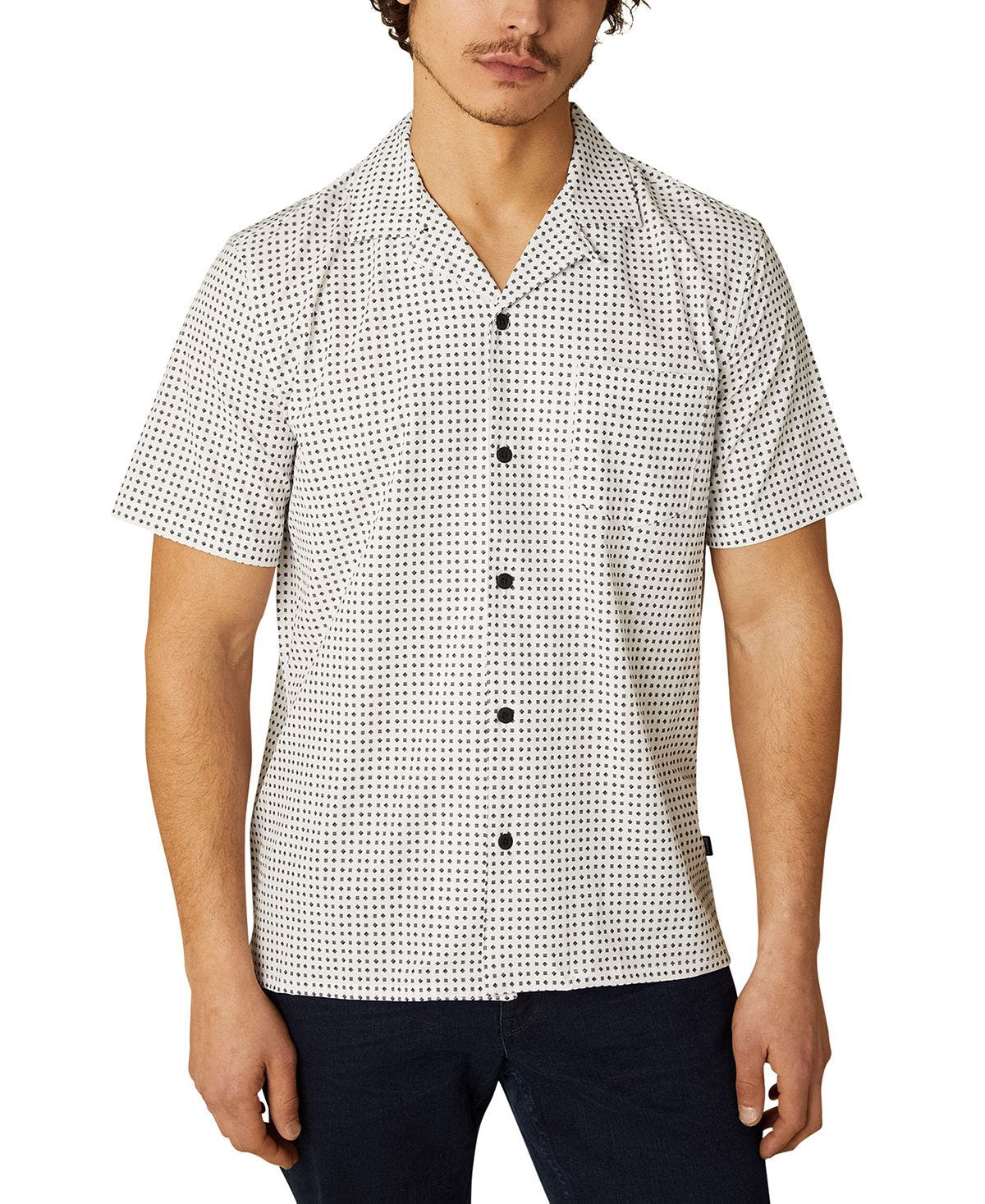 Dkny Hertford Regular-fit Stretch Geo-print Camp Shirt White