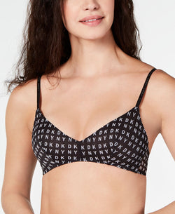 Dkny Logo Mesh Wire-free Bralette Dk4512 Black Logo Print thumbnail 1