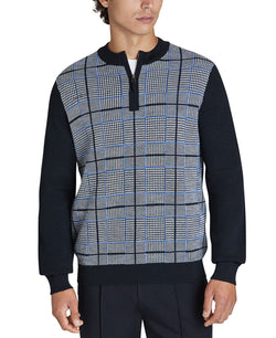Dkny Plaid Jacquard Quarter-zip Sweater Black thumbnail 1
