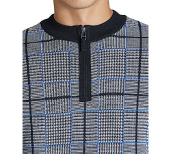 Dkny Plaid Jacquard Quarter-zip Sweater Black thumbnail 4