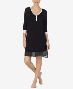 Dkny Wo Colorblocked Chiffon-hem Sleepshirt Nightgown Black thumbnail 1