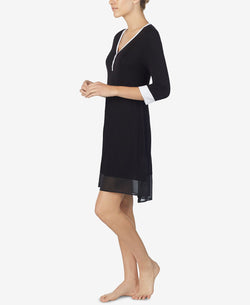 Dkny Wo Colorblocked Chiffon-hem Sleepshirt Nightgown Black thumbnail 2
