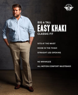 Dockers Big & Tall Easy Classic Fit Khaki Stretch Pants Grey thumbnail 2
