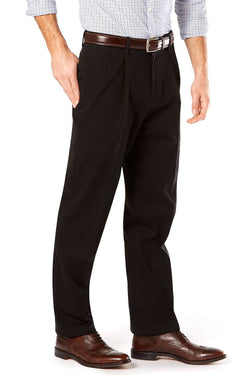 Dockers Classic Fit Signature Stretch Khaki Pants Pleated D3 Black thumbnail 2