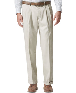 Dockers Comfort Relaxed Pleated Cuffed Fit Khaki Stretch Pants Light Gray thumbnail 1