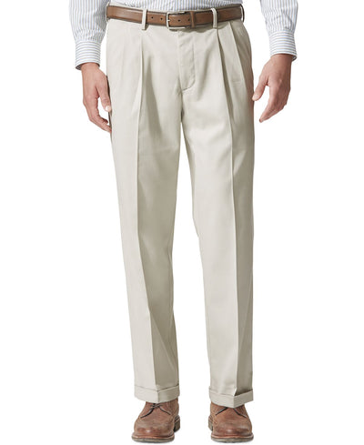 Dockers Comfort Relaxed Pleated Cuffed Fit Khaki Stretch Pants Light Gray