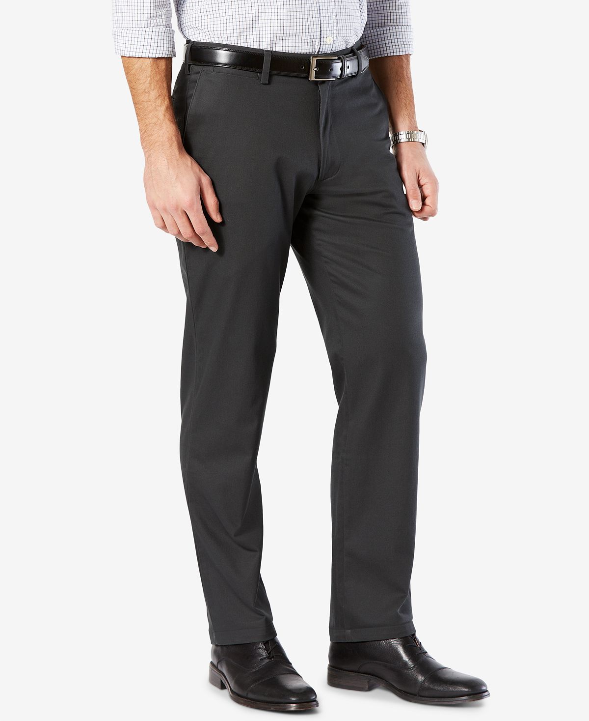 Dockers ' Signature Lux Cotton Straight Fit Stretch Khaki Pants Charcoal Heather