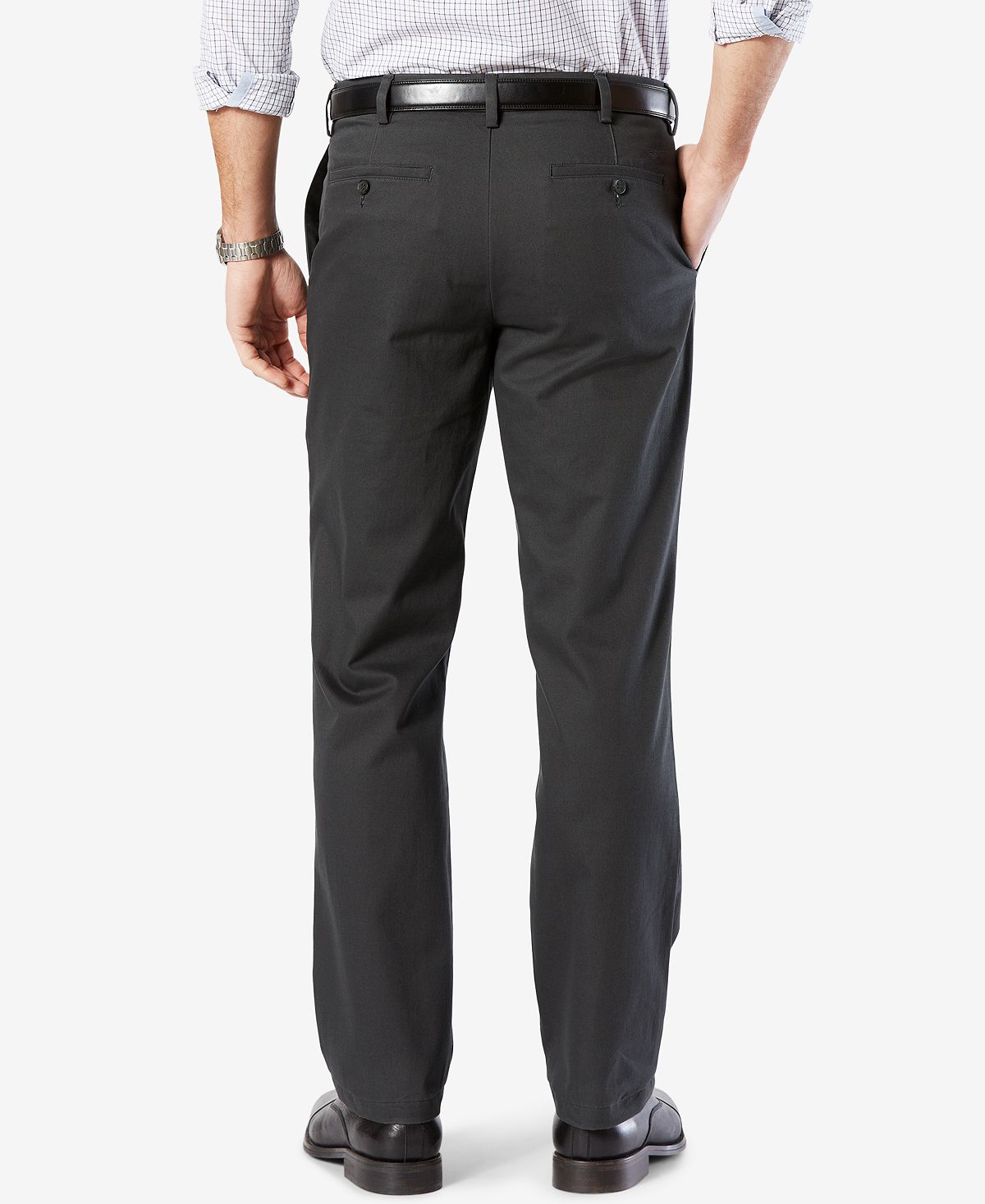 Dockers ' Signature Lux Cotton Straight Fit Stretch Khaki Pants Charcoal Heather