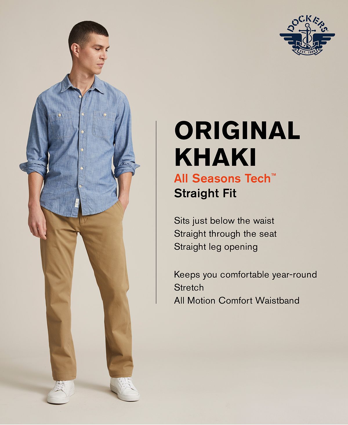Dockers Straight Fit Original Khaki All Seasons Tech Pants	 Black