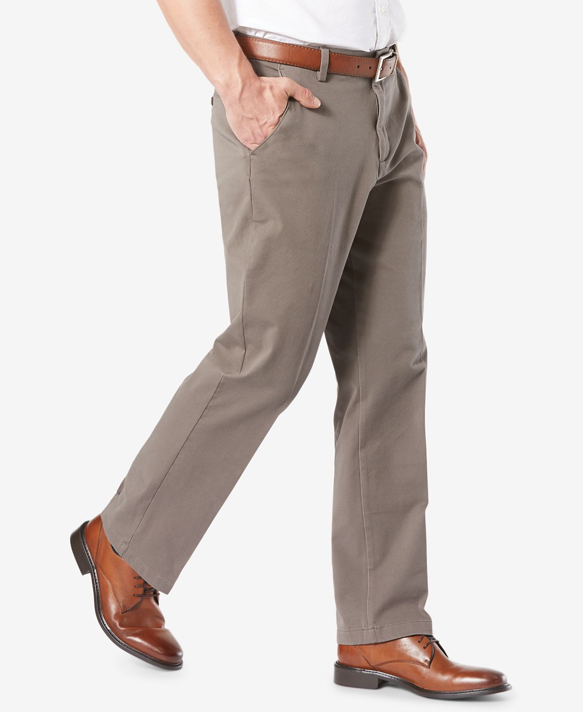 Dockers Workday Smart 360 Flex Classic Fit Khaki Stretch Pants Med Brown