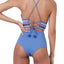 Dolce Vita Embroidered High Waist Bikini Bottom in Pigeon Blue