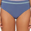 Dolce Vita Embroidered High Waist Bikini Bottom in Pigeon Blue