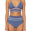 Dolce Vita Embroidered High Waist Bikini Bottom in Pigeon Blue