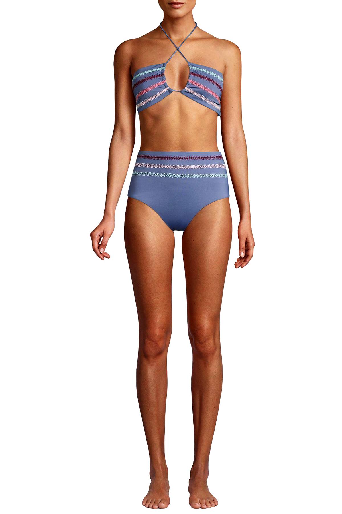 Dolce Vita Kokomo Embroidered Bandeau Bikini Top in Pigeon Blue