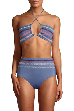 Dolce Vita Kokomo Embroidered Bandeau Bikini Top in Pigeon Blue thumbnail 1