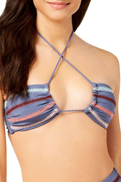 Dolce Vita Kokomo Embroidered Bandeau Bikini Top in Pigeon Blue thumbnail 2