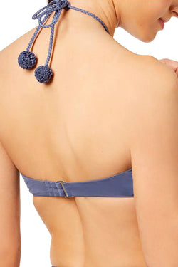 Dolce Vita Kokomo Embroidered Bandeau Bikini Top in Pigeon Blue thumbnail 3