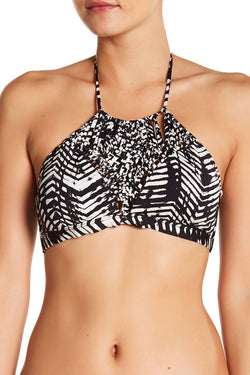 Dolce Vita Macramé High Neck Bikini Top in Whipped Ikat Print thumbnail 2