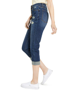 Dollhouse Juniors' Roll-cuff Button-fly Jeans Driftwood Wash thumbnail 3