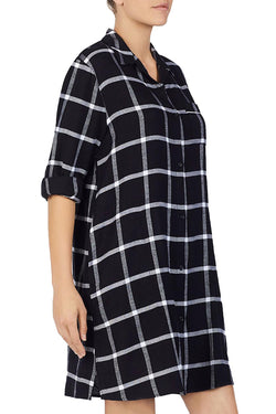 Donna Karen Sleepwear Black/White Plaid Sleepshirt thumbnail 2