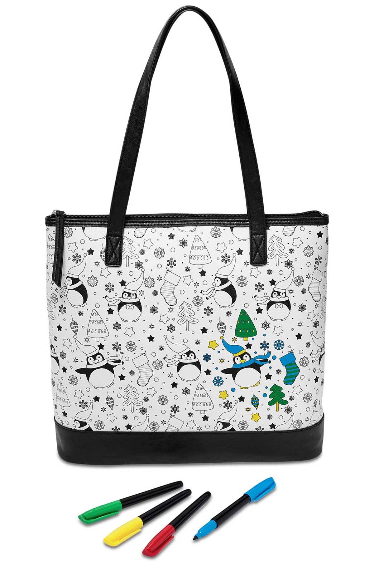 Doodlz Penguin Coloring Large Tote