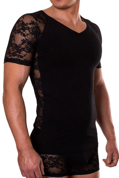 Doreanse Black Lace Sleeves T-Shirt