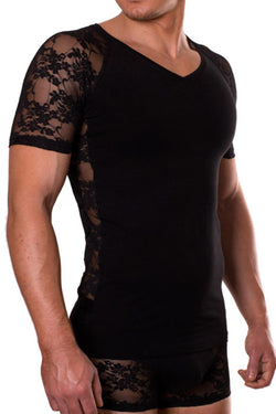 Doreanse Black Lace Sleeves T-Shirt thumbnail 1