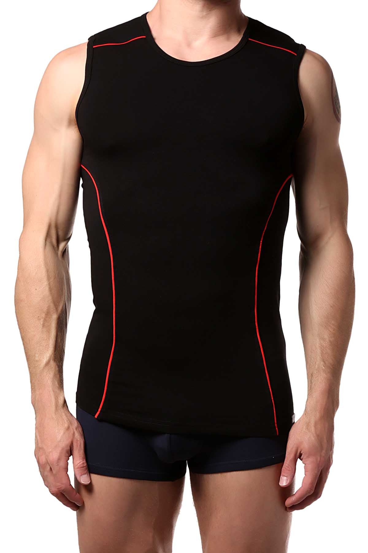 Doreanse Black/Red Athletic Muscle Tee