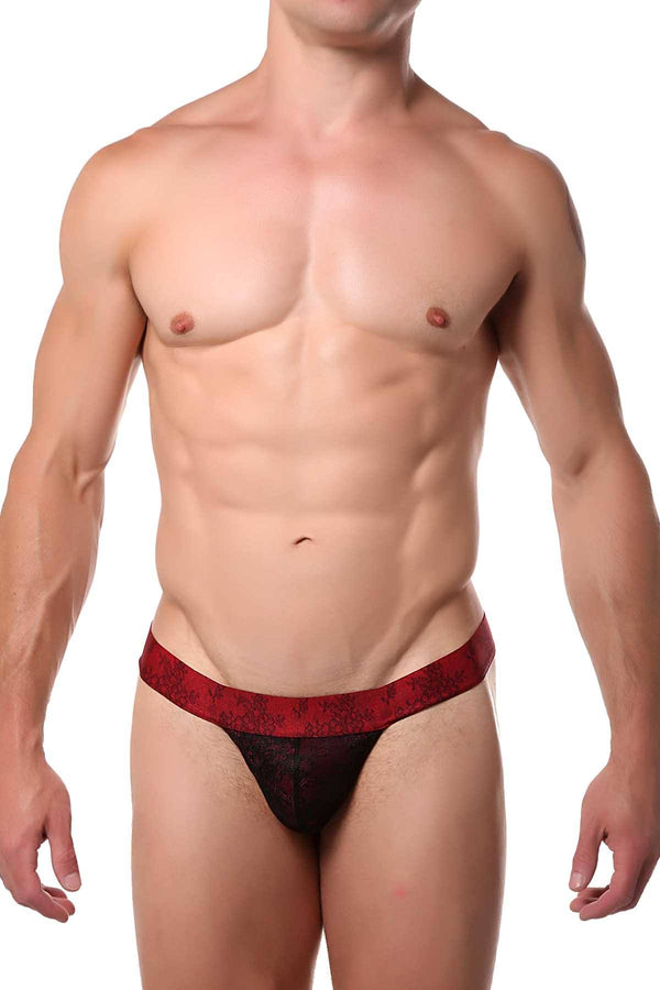 Doreanse Black/Red Double-Layer Lace Bikini Brief