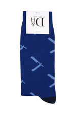 Drake & Hutch Blue 'Close Shave' Crew Socks