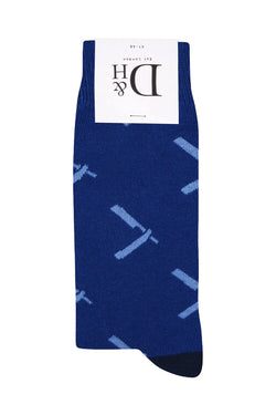 Drake & Hutch Blue 'Close Shave' Crew Socks thumbnail 2