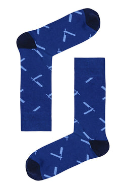 Drake & Hutch Blue 'Close Shave' Crew Socks thumbnail 1