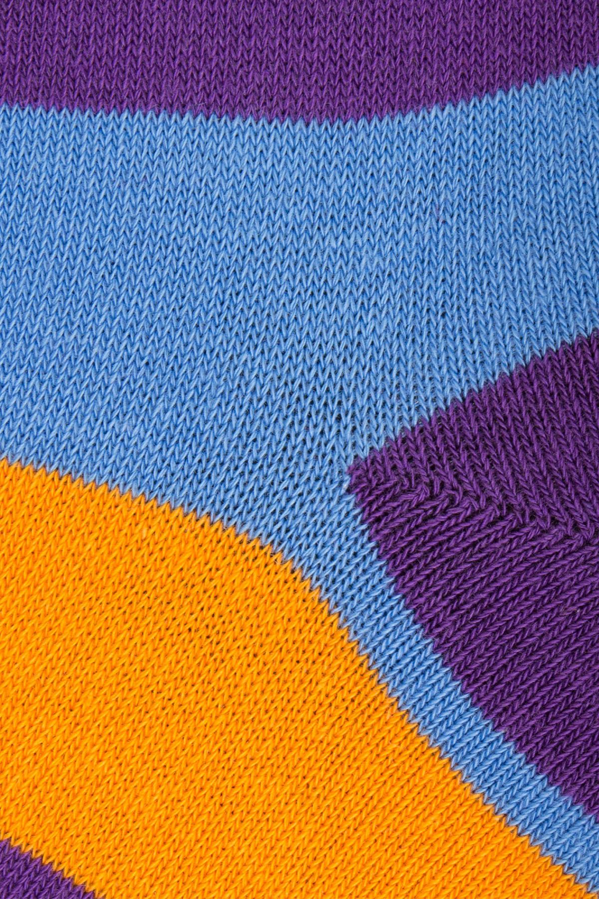 Drake & Hutch Blue/Orange/Purple Multi Stripe Crew Socks