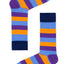 Drake & Hutch Blue/Orange/Purple Multi Stripe Unisex Crew Socks