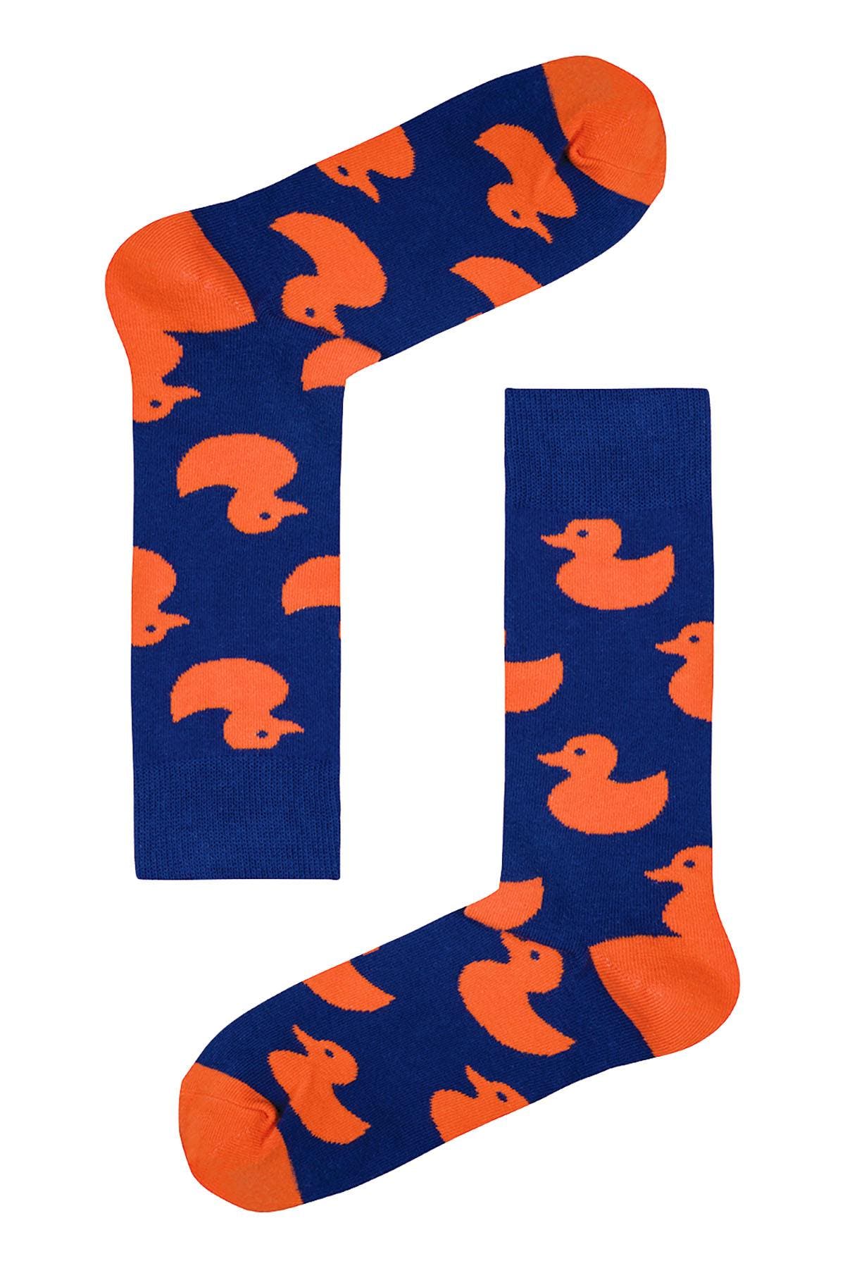 Drake & Hutch Blue/Orange 'Rubber Duckie' Crew Socks