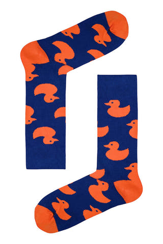 Drake & Hutch Blue/Orange 'Rubber Duckie' Crew Socks