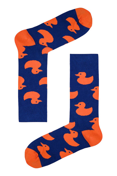 Drake & Hutch Blue/Orange 'Rubber Duckie' Crew Socks