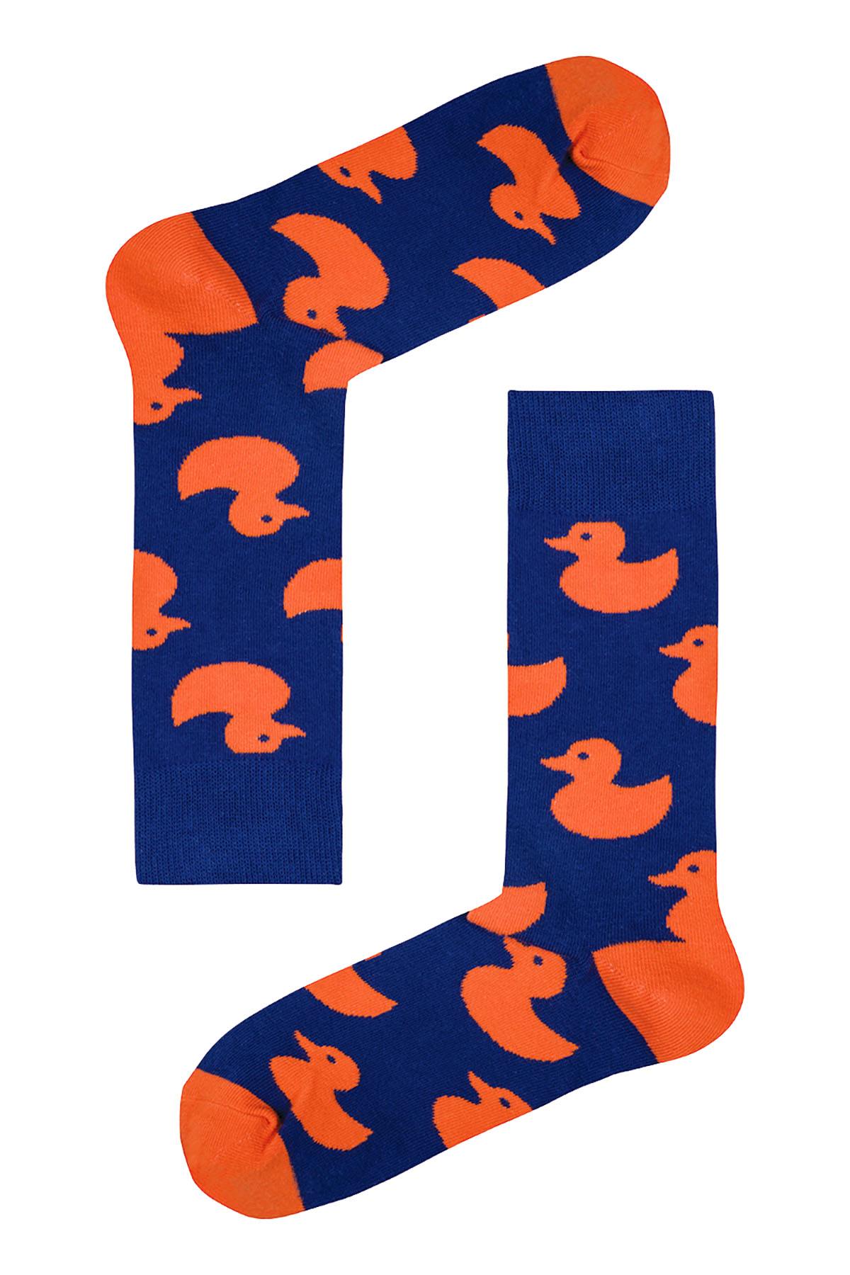 Drake & Hutch Blue/Orange 'Rubber Duckie' Crew Socks