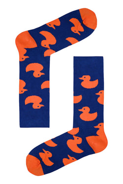 Drake & Hutch Blue/Orange 'Rubber Duckie' Crew Socks thumbnail 1