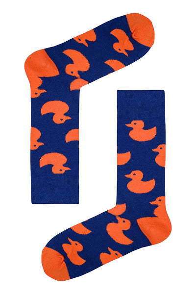 Drake & Hutch Blue/Orange 'Rubber Duckie' Crew Socks