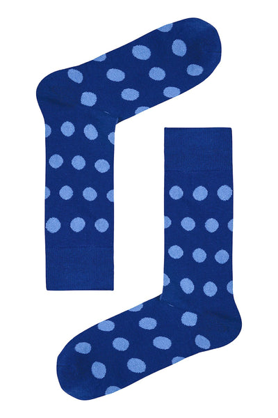 Drake & Hutch Blue/Sky Polka Crew Socks
