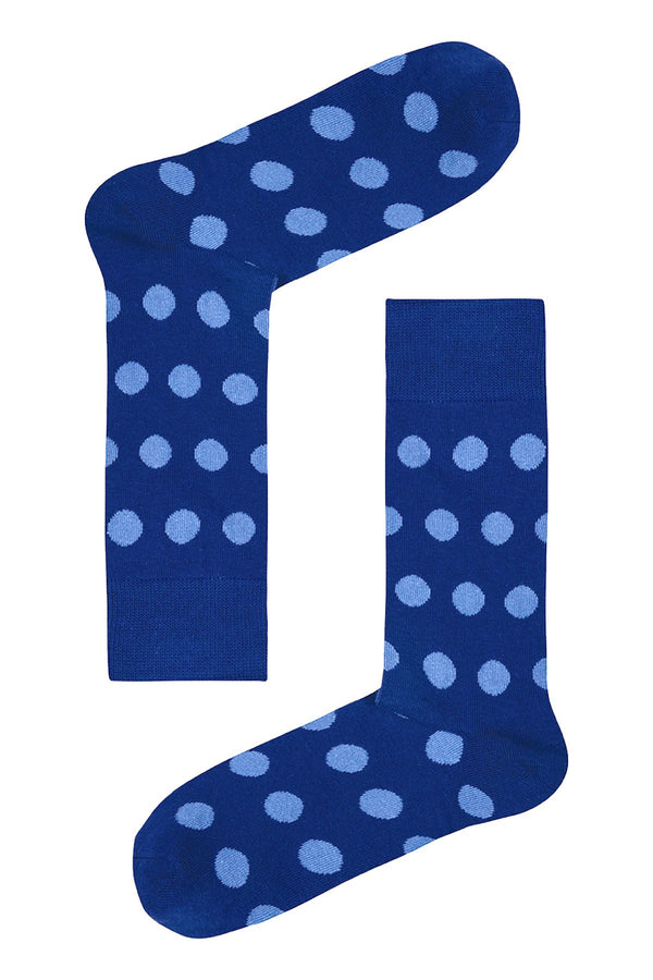 Drake & Hutch Blue/Sky Polka Crew Socks