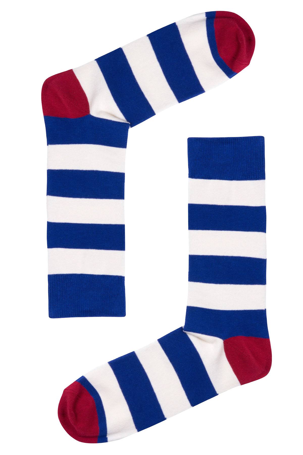 Drake & Hutch Blue/White Stripe Unisex Crew Socks