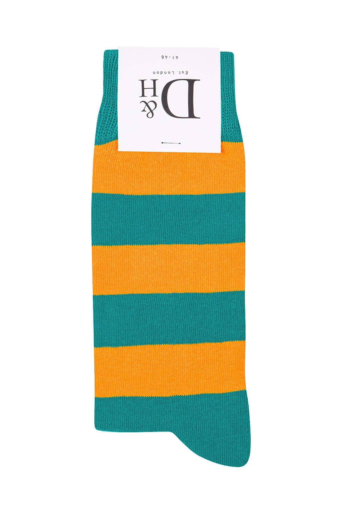 Drake & Hutch Orange/Aqua Candy Stripe Crew Sock