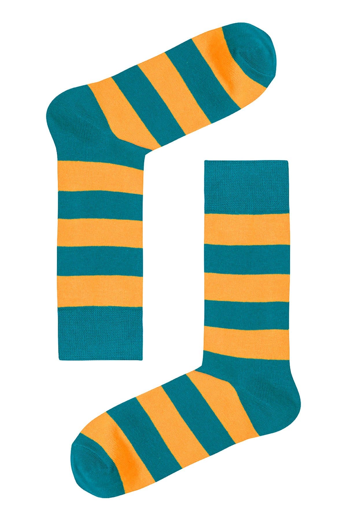 Drake & Hutch Orange/Aqua Candy Stripe Crew Sock