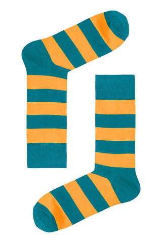 Drake & Hutch Orange/Aqua Candy Stripe Crew Sock