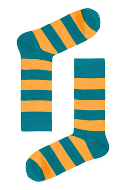 Drake & Hutch Orange/Aqua Candy Stripe Crew Sock thumbnail 1