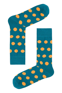 Drake & Hutch Orange/Aqua Polka Crew Socks thumbnail 1