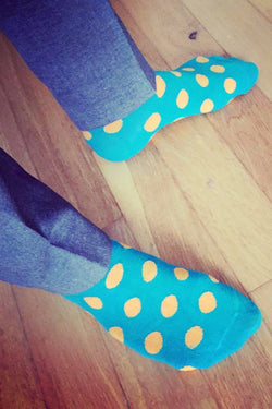 Drake & Hutch Orange/Aqua Polka Crew Socks thumbnail 4